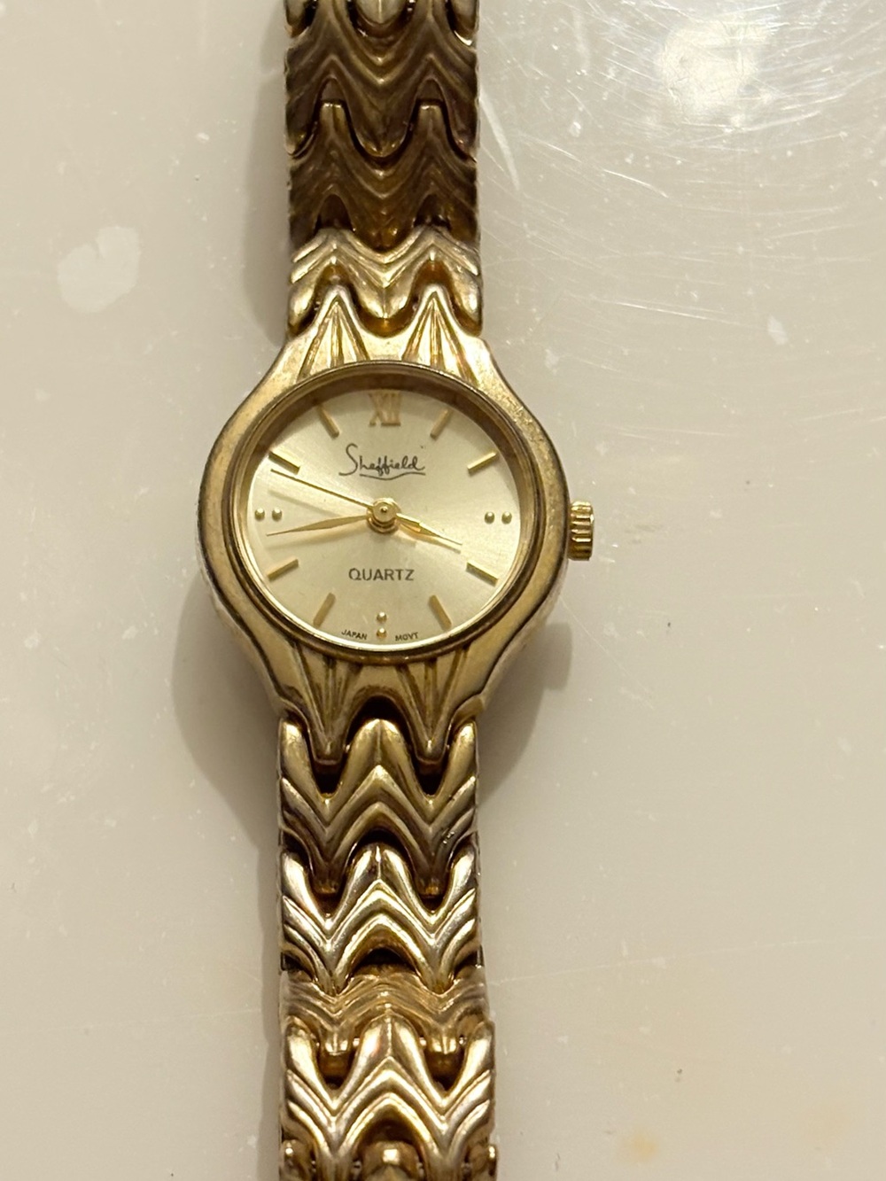 Sheffield Quartz Women's
Gold Tone Analog Bracelet
Watch Gold Dial Roman/
Baton